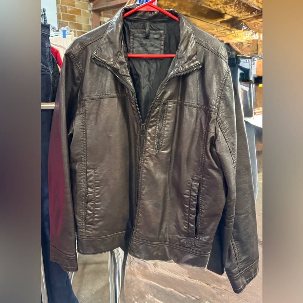 Calvin Klein Chocolate Leather Jacket